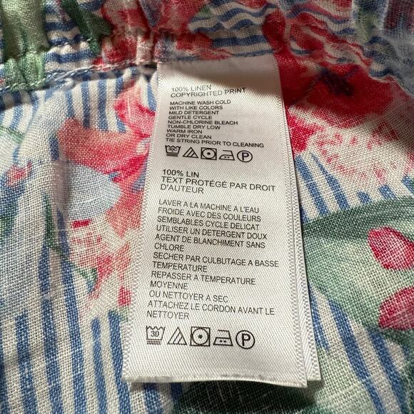 Tommy Bahama Orchid Isle Stripe Linen Easy Pants Tropical Floral Blue Size Small - Picture 5 of 10